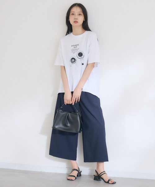 KATHARINE ROSS（キャサリンロス）の「【KATHARINE ROSS】【COOL】【接触冷感】【ドライタッチ】 日本製クロップドワイドパンツ（スラックス・レディース・ベージュ/ネイビー・MEDIUM）」の11枚目の写真