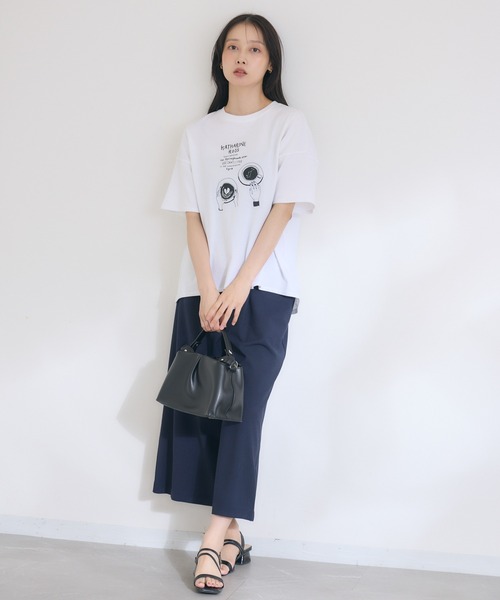 KATHARINE ROSS（キャサリンロス）の「【KATHARINE ROSS】【COOL】【接触冷感】【ドライタッチ】 日本製クロップドワイドパンツ（スラックス・レディース・ベージュ/ネイビー・MEDIUM）」の12枚目の写真