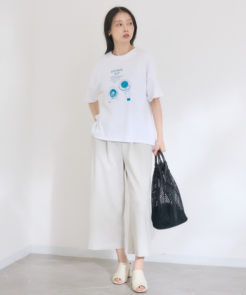 KATHARINE ROSS（キャサリンロス）の「【KATHARINE ROSS】【COOL】【接触冷感】【ドライタッチ】 日本製クロップドワイドパンツ（スラックス・レディース・ベージュ/ネイビー・MEDIUM）」の22枚目の写真