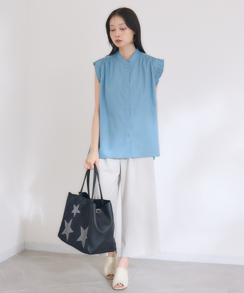 KATHARINE ROSS（キャサリンロス）の「【KATHARINE ROSS】【COOL】【接触冷感】【ドライタッチ】 日本製クロップドワイドパンツ（スラックス・レディース・ベージュ/ネイビー・MEDIUM）」の20枚目の写真