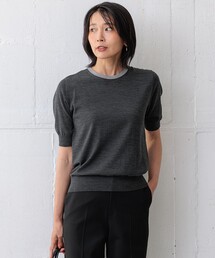 【洗える】サステナブルウール 半袖 ニット