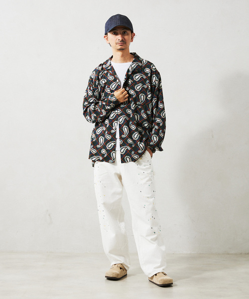 JOURNAL STANDARD relume（ジャーナルスタンダード　レリューム）の「CALIFORNIA レーヨンパターン ボリュームスリーブシャツ（シャツ/ブラウス・メンズ・グリーン/ブラック/イエロー/ブルー系その他・LARGE/MEDIUM）」の6枚目の写真