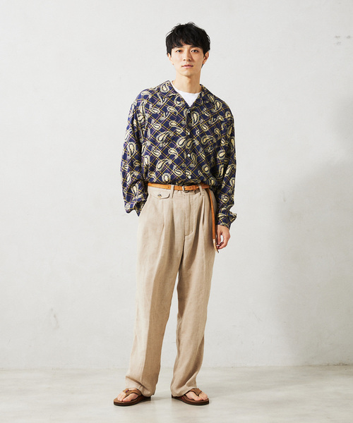 JOURNAL STANDARD relume（ジャーナルスタンダード　レリューム）の「CALIFORNIA レーヨンパターン ボリュームスリーブシャツ（シャツ/ブラウス・メンズ・グリーン/ブラック/イエロー/ブルー系その他・LARGE/MEDIUM）」の7枚目の写真