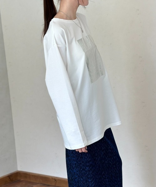 Per sist ence(パーシエンス)の「天竺箔プリントロンT(Tシャツ/カットソー・レディース・チャコールグレー/オフホワイト/ホワイト×グリーン・FREE)」の12枚目の写真