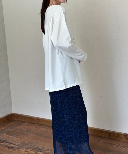 Per sist ence(パーシエンス)の「天竺箔プリントロンT(Tシャツ/カットソー・レディース・チャコールグレー/オフホワイト/ホワイト×グリーン・FREE)」の13枚目の写真