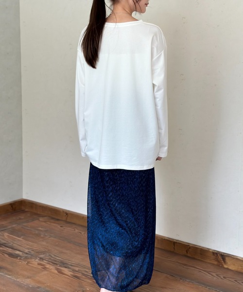 Per sist ence(パーシエンス)の「天竺箔プリントロンT(Tシャツ/カットソー・レディース・チャコールグレー/オフホワイト/ホワイト×グリーン・FREE)」の14枚目の写真