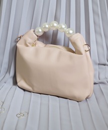 2WAY ビッグパールアレンジミニレザーハンドバッグ/ショルダーバッグ
