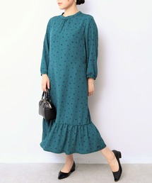 fleur by mint breeze（フルールバイミントブリーズ）の「【L～5L 大きいサイズ】変形ドットギャザー切替えワンピース（ワンピース）」