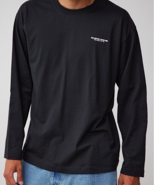 AZUL by moussy(アズールバイマウジー)の「WHATEVER ロングTシャツ(Tシャツ/カットソー・メンズ・ホワイト/ブラック・MEDIUM/LARGE)」の2枚目の写真
