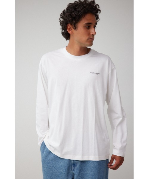 AZUL by moussy(アズールバイマウジー)の「WHATEVER ロングTシャツ(Tシャツ/カットソー・メンズ・ホワイト/ブラック・MEDIUM/LARGE)」の4枚目の写真