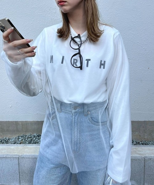 KOBE LETTUCE(コウベレタス)の「プリントロンT×チュールトップスSET(Tシャツ/カットソー・レディース・オフホワイト/ブラック/チャコール・M)」の2枚目の写真