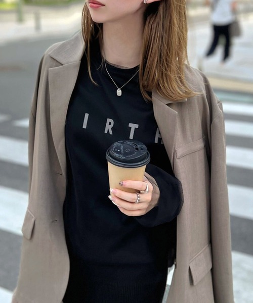 KOBE LETTUCE(コウベレタス)の「プリントロンT×チュールトップスSET(Tシャツ/カットソー・レディース・オフホワイト/ブラック/チャコール・M)」の3枚目の写真