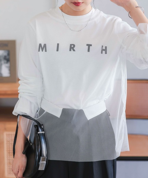 KOBE LETTUCE(コウベレタス)の「プリントロンT×チュールトップスSET(Tシャツ/カットソー・レディース・オフホワイト/ブラック/チャコール・M)」の7枚目の写真
