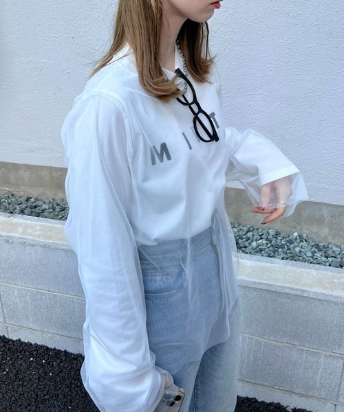 KOBE LETTUCE(コウベレタス)の「プリントロンT×チュールトップスSET(Tシャツ/カットソー・レディース・オフホワイト/ブラック/チャコール・M)」の4枚目の写真