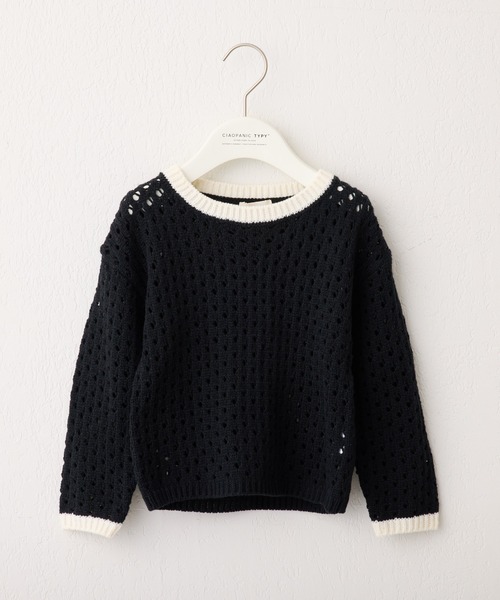 CIAOPANIC TYPY（チャオパニックティピー）の「【KIDS】ハンドライク編み配色ニット（ニット/セーター・キッズ・ピンク/ブルー/ブラック・SMALL/MEDIUM/LARGE/X-LARGE/XX-LARGE）」の5枚目の写真