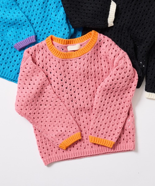 CIAOPANIC TYPY（チャオパニックティピー）の「【KIDS】ハンドライク編み配色ニット（ニット/セーター・キッズ・ピンク/ブルー/ブラック・SMALL/MEDIUM/LARGE/X-LARGE/XX-LARGE）」の22枚目の写真