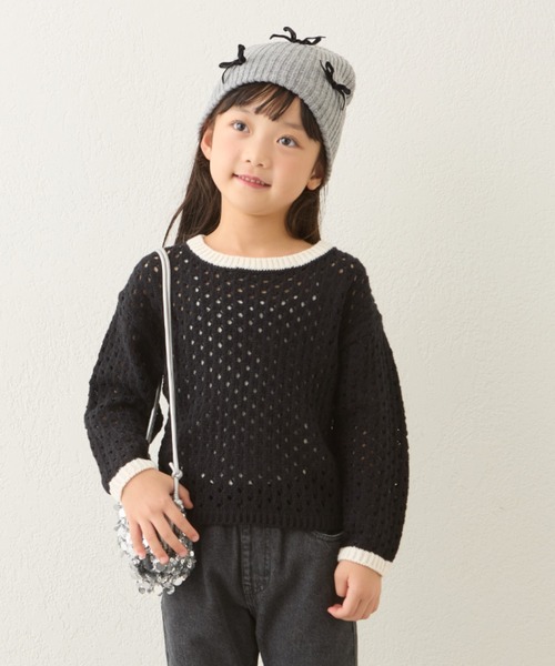 CIAOPANIC TYPY（チャオパニックティピー）の「【KIDS】ハンドライク編み配色ニット（ニット/セーター・キッズ・ピンク/ブルー/ブラック・SMALL/MEDIUM/LARGE/X-LARGE/XX-LARGE）」の10枚目の写真