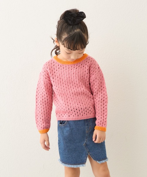 CIAOPANIC TYPY（チャオパニックティピー）の「【KIDS】ハンドライク編み配色ニット（ニット/セーター・キッズ・ピンク/ブルー/ブラック・SMALL/MEDIUM/LARGE/X-LARGE/XX-LARGE）」の18枚目の写真