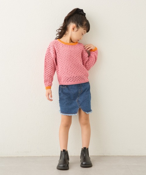 CIAOPANIC TYPY（チャオパニックティピー）の「【KIDS】ハンドライク編み配色ニット（ニット/セーター・キッズ・ピンク/ブルー/ブラック・SMALL/MEDIUM/LARGE/X-LARGE/XX-LARGE）」の20枚目の写真