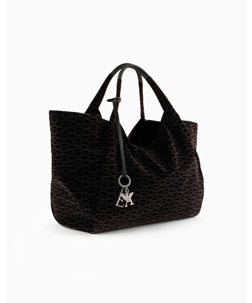 EMPORIO ARMANI（エンポリオアルマーニ）の「【エンポリオ アルマーニ】ショッパー ベルベット オールオーバーモノグラム オーバーサイズ（トートバッグ・レディース・ブラック・FREE）」の4枚目の写真
