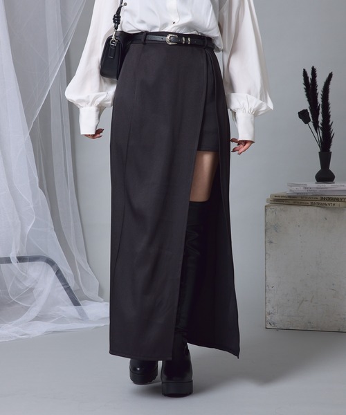 SALE *maje* ベルトスリットミディスカート Mavie..7】ベルト付きスリットスカート（スカート）｜Mavie..7