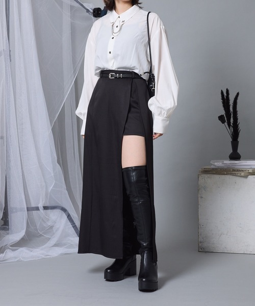【Mavie..7】ベルト付サイドスリットスカパン Mavie..7（メヴィセットゥ）の「【Mavie..7】ベルト付サイド