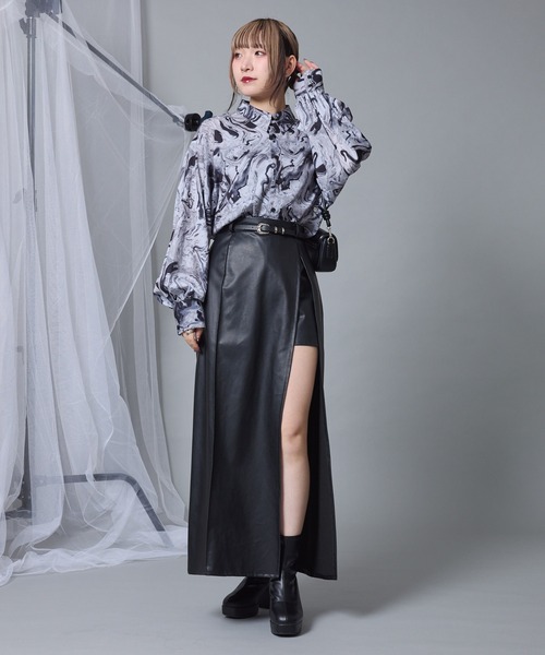 【Mavie..7】ベルト付サイドスリットスカパン Mavie..7（メヴィセットゥ）の「【Mavie..7】ベルト付サイド