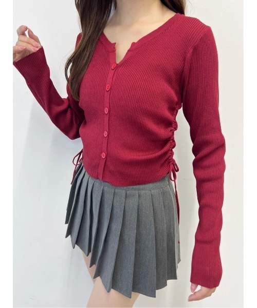 PHILLY（フィリー）の「《新色追加》サイドドロストカーディガン（カーディガン/ボレロ・レディース・ワインレッド/ダークグレー/ブラック・FREE）」の4枚目の写真