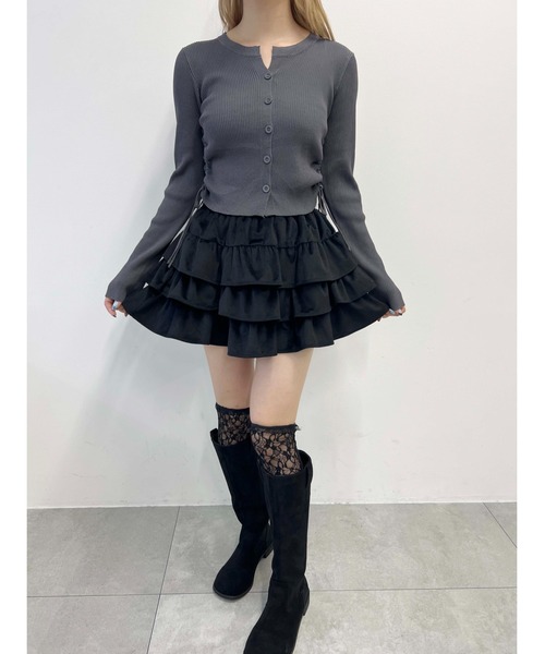 PHILLY（フィリー）の「《新色追加》サイドドロストカーディガン（カーディガン/ボレロ・レディース・ワインレッド/ダークグレー/ブラック・FREE）」の12枚目の写真