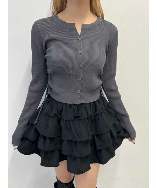 PHILLY（フィリー）の「《新色追加》サイドドロストカーディガン（カーディガン/ボレロ・レディース・ワインレッド/ダークグレー/ブラック・FREE）」の14枚目の写真