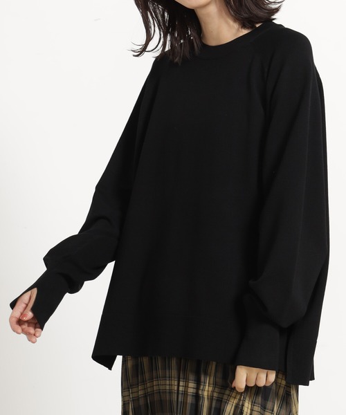 FOUND GOOD（ファウンドグッド）の「コンフォートチュニックニットPO（ニット/セーター・レディース・ブラック/グレー系/ベージュ/レッド系8・L/M/S）」の2枚目の写真