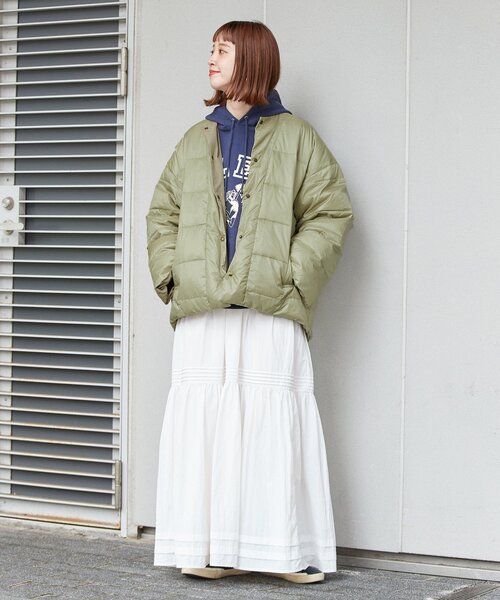 B.C STOCK（ベーセーストック）の「WASHABLEライトダウンブルゾン（ダウンジャケット/コート・レディース・ベージュ/ブラック/カーキ・FREE）」の6枚目の写真