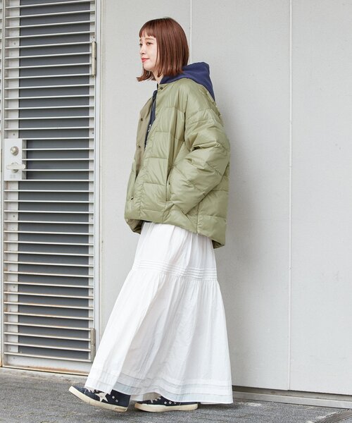 B.C STOCK（ベーセーストック）の「WASHABLEライトダウンブルゾン（ダウンジャケット/コート・レディース・ベージュ/ブラック/カーキ・FREE）」の7枚目の写真