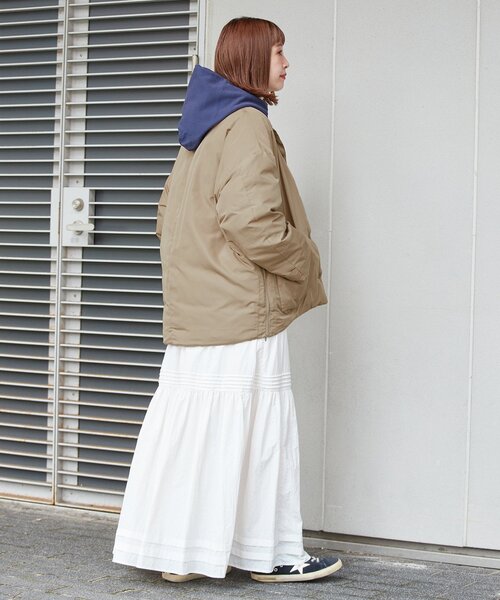 B.C STOCK（ベーセーストック）の「WASHABLEライトダウンブルゾン（ダウンジャケット/コート・レディース・ベージュ/ブラック/カーキ・FREE）」の13枚目の写真