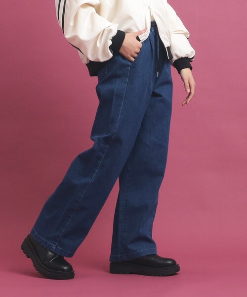 PINK-latte(ピンクラテ)の「◆【穿きやすくて楽ちん】イージーフルレンパンツ(その他パンツ・キッズ・ブルー系9/ブラック/ブルー系3・13/15 /16/14)」の2枚目の写真