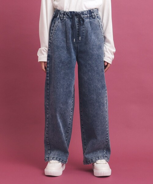 PINK-latte(ピンクラテ)の「◆【穿きやすくて楽ちん】イージーフルレンパンツ(その他パンツ・キッズ・ブルー系9/ブラック/ブルー系3・13/15 /16/14)」の4枚目の写真