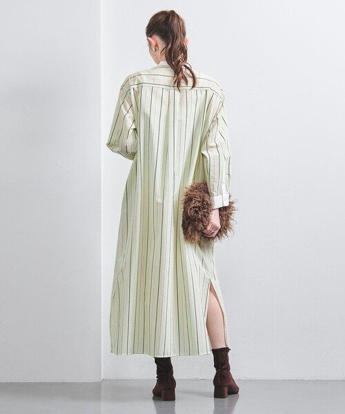 UNITED ARROWS(ユナイテッドアローズ)の「ストライプ ロングシャツ ワンピース(シャツワンピース・レディース・ライム/ライトブルー・36/38)」の9枚目の写真