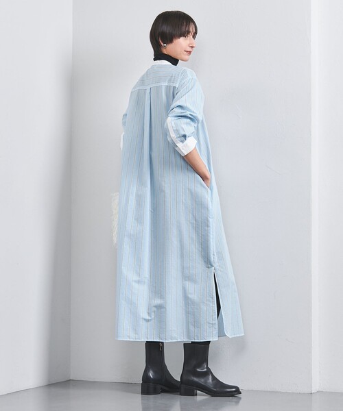 UNITED ARROWS(ユナイテッドアローズ)の「ストライプ ロングシャツ ワンピース(シャツワンピース・レディース・ライム/ライトブルー・36/38)」の3枚目の写真