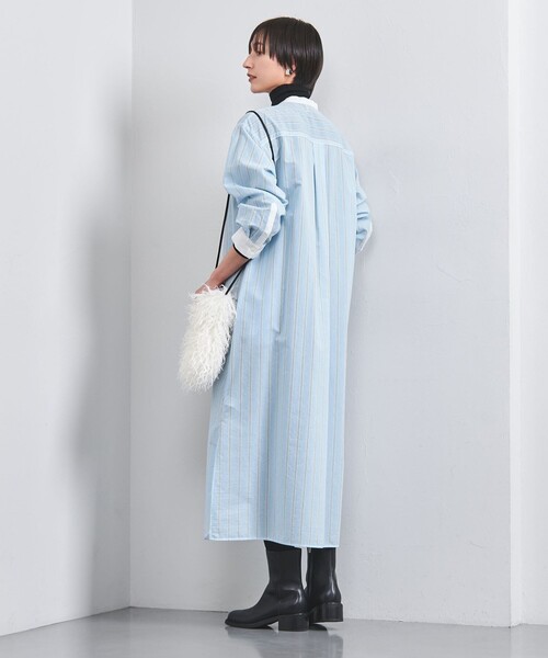UNITED ARROWS(ユナイテッドアローズ)の「ストライプ ロングシャツ ワンピース(シャツワンピース・レディース・ライム/ライトブルー・36/38)」の4枚目の写真