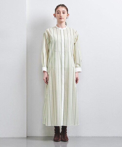 UNITED ARROWS(ユナイテッドアローズ)の「ストライプ ロングシャツ ワンピース(シャツワンピース・レディース・ライム/ライトブルー・36/38)」の5枚目の写真