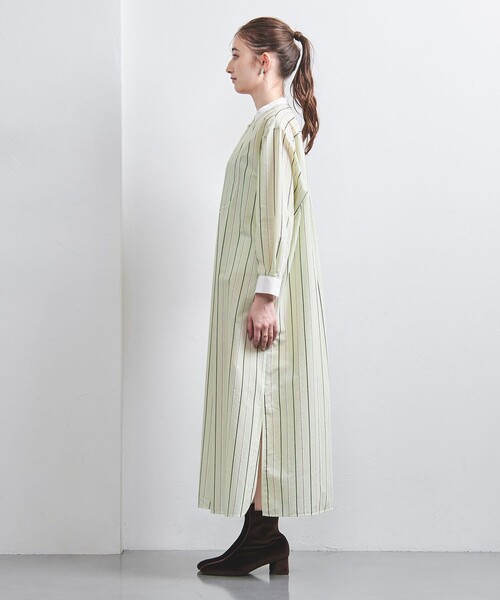 UNITED ARROWS(ユナイテッドアローズ)の「ストライプ ロングシャツ ワンピース(シャツワンピース・レディース・ライム/ライトブルー・36/38)」の6枚目の写真