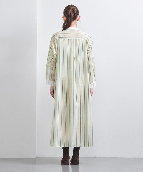 UNITED ARROWS(ユナイテッドアローズ)の「ストライプ ロングシャツ ワンピース(シャツワンピース・レディース・ライム/ライトブルー・36/38)」の7枚目の写真