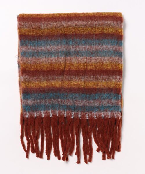 Fun & Daily（ファンアンドデイリー）の「F&D : マルチボーダーマフラー（マフラー・レディース・ブラウン/グリーン・FREE）」の6枚目の写真