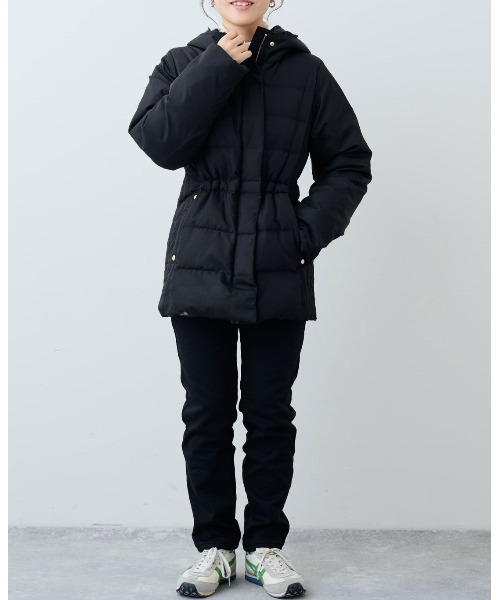 【ヒナ】  ブラック ダウンジャケット S リブ イン コンフォート Hinaさんとコラボ スッキリ見える