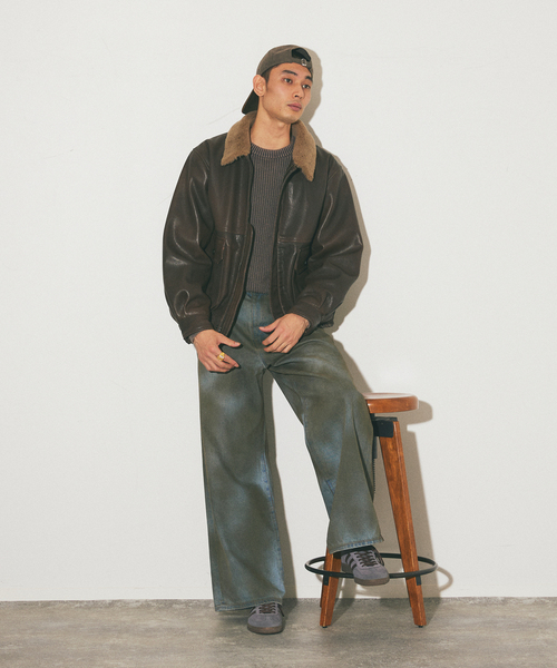 JOURNAL STANDARD(ジャーナルスタンダード)の「ラムレザー ヴィンテージ ボアブルゾン(ブルゾン・メンズ・ブラウン・MEDIUM/LARGE)」の6枚目の写真