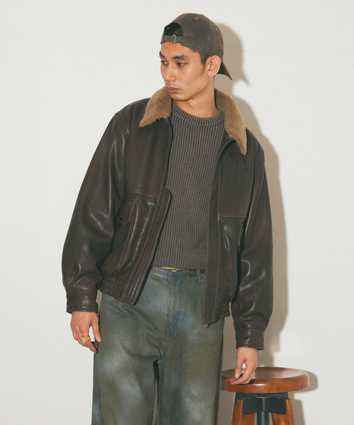 JOURNAL STANDARD(ジャーナルスタンダード)の「ラムレザー ヴィンテージ ボアブルゾン(ブルゾン・メンズ・ブラウン・MEDIUM/LARGE)」の9枚目の写真