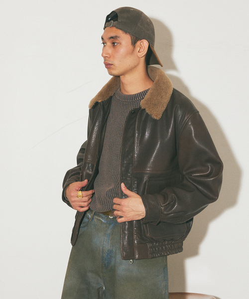 JOURNAL STANDARD(ジャーナルスタンダード)の「ラムレザー ヴィンテージ ボアブルゾン(ブルゾン・メンズ・ブラウン・MEDIUM/LARGE)」の10枚目の写真