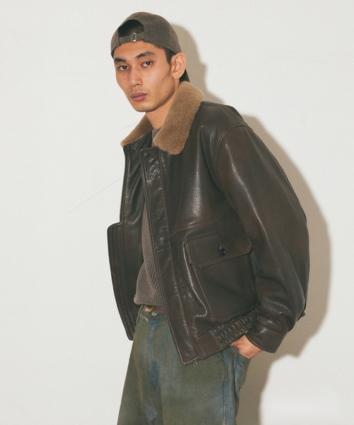 JOURNAL STANDARD(ジャーナルスタンダード)の「ラムレザー ヴィンテージ ボアブルゾン(ブルゾン・メンズ・ブラウン・MEDIUM/LARGE)」の11枚目の写真