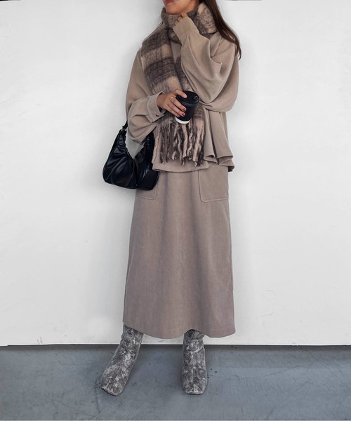 ketty cherie（ケティシェリー）の「コーデュロイナロースカート≪手洗い可能≫（スカート・レディース・チャコールグレー/ベージュ・M）」の3枚目の写真