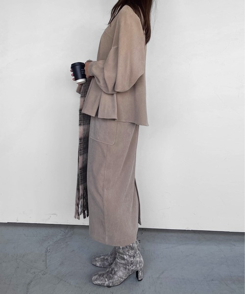 ketty cherie（ケティシェリー）の「コーデュロイナロースカート≪手洗い可能≫（スカート・レディース・チャコールグレー/ベージュ・M）」の5枚目の写真